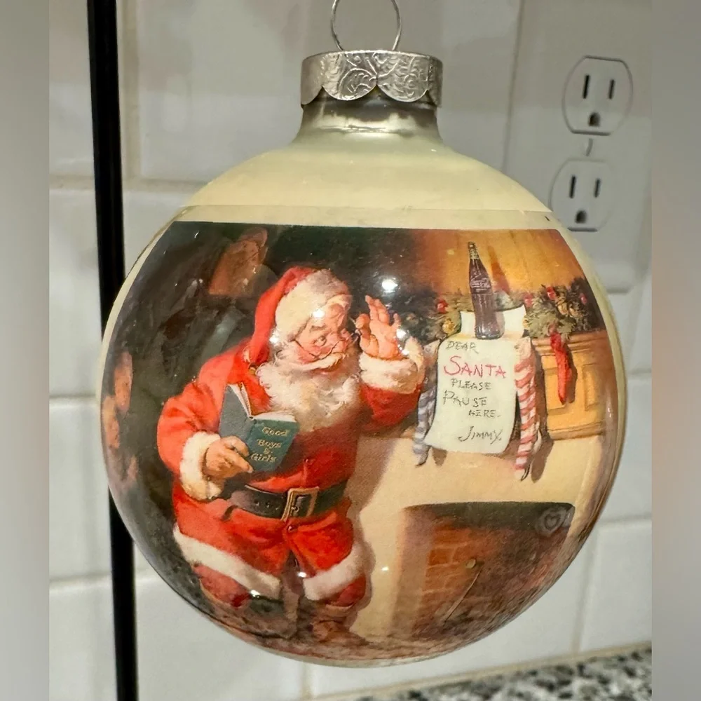 Vintage 1960’s‎ Coca Cola Glass Christmaf Ornaments Set of 3
